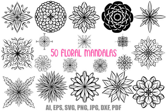 50 Floral Flower Mandala Color in SVG: A Must-Have Graphic Design Asset for Crafters