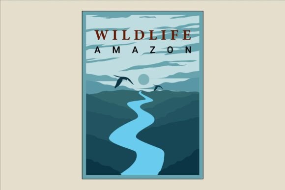 Amazon River with Bird Poster Vintage: A Graphic Design Freebie for Branding