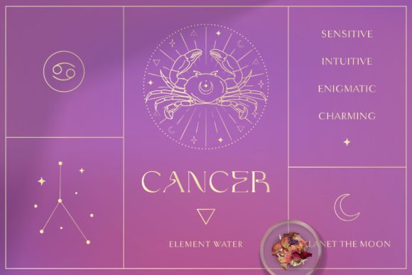 Cancer Zodiac Sign Logo Branding Designs: A Freebie Graphic for Cozy Handmade Creations