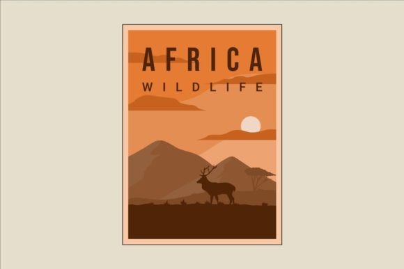Deer or Antler at Meadow Poster: A Minimalist Graphic Freebie for Nature-Inspired Projects