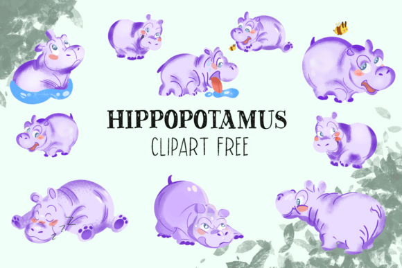Hippopotamus Clipart Free: A Playful Graphic Design Asset for Creative Publishers