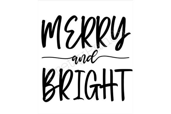 Merry and Bright Christmas PNG SVG for Crafts and Graphics