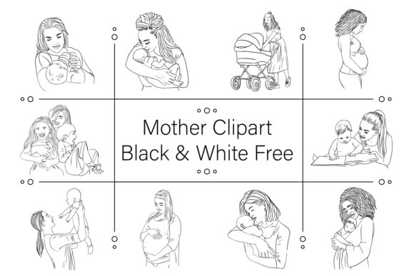 Mother Clipart Black White Free: A Versatile Graphic Design Asset for Local Business Branding