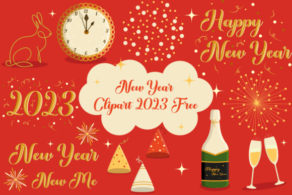 New Year 2023 Clipart Free – A Graphic Design Asset for Creative Sellers