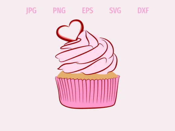 Pink Love Cupcake – A Versatile Graphic Design Asset for Freebies and Commercial Projects