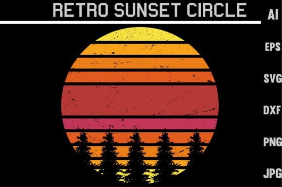 Retro Sunset Circle: A Vintage Graphic Design Asset for Content Creators