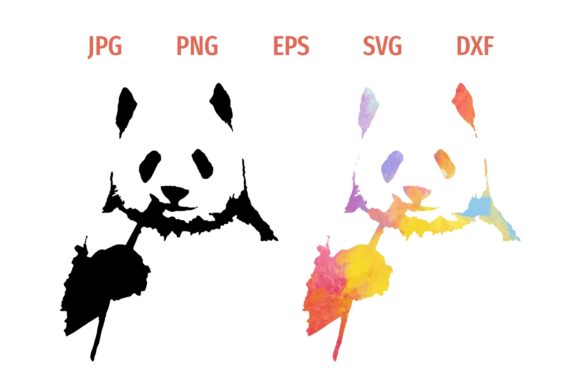 Watercolor Panda Pattern Silhouette for Embroidery Projects