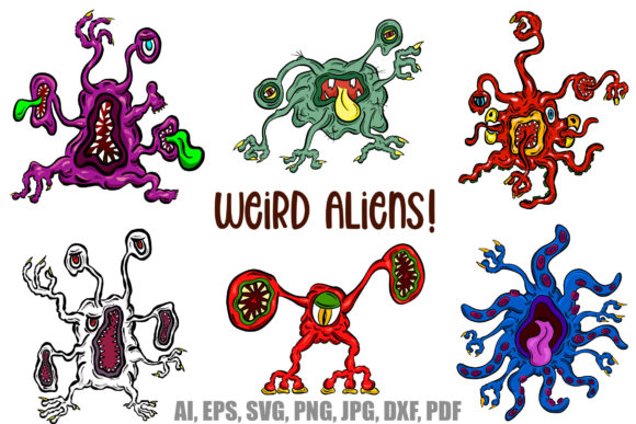 Weird Alien Blob Monster Creatures: A Versatile Graphic Design Asset for Creative Sellers