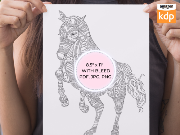 Zentangle Horse Adult Coloring Page – A Unique Graphic Design Asset for KDP Projects