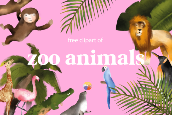 Zoo Animals Free Clipart: A Playful Graphic Design Asset for Local Businesses